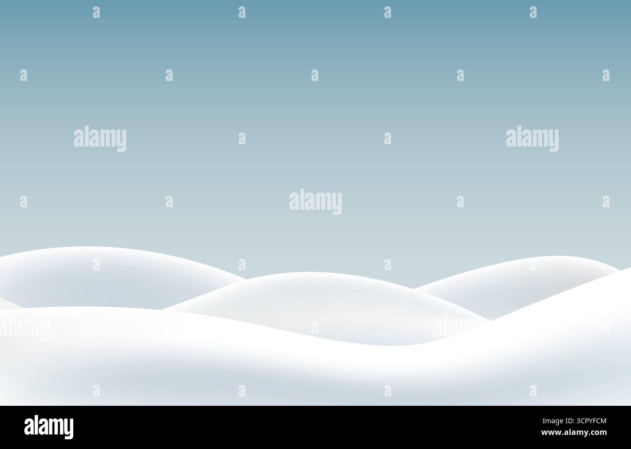 Winter snow background. Gradient snowdrifts on a blue empty background. Winter banner. Vector Stock Vector