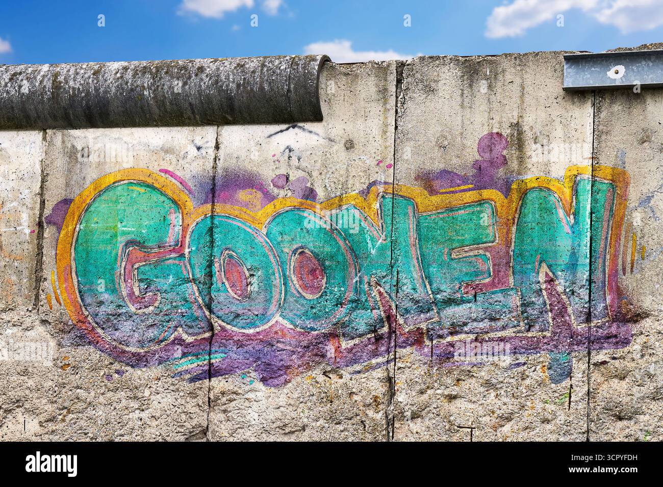 Germany - September 27, 2025: PHOTOMONTAGE, graffiti on a wall with the ...