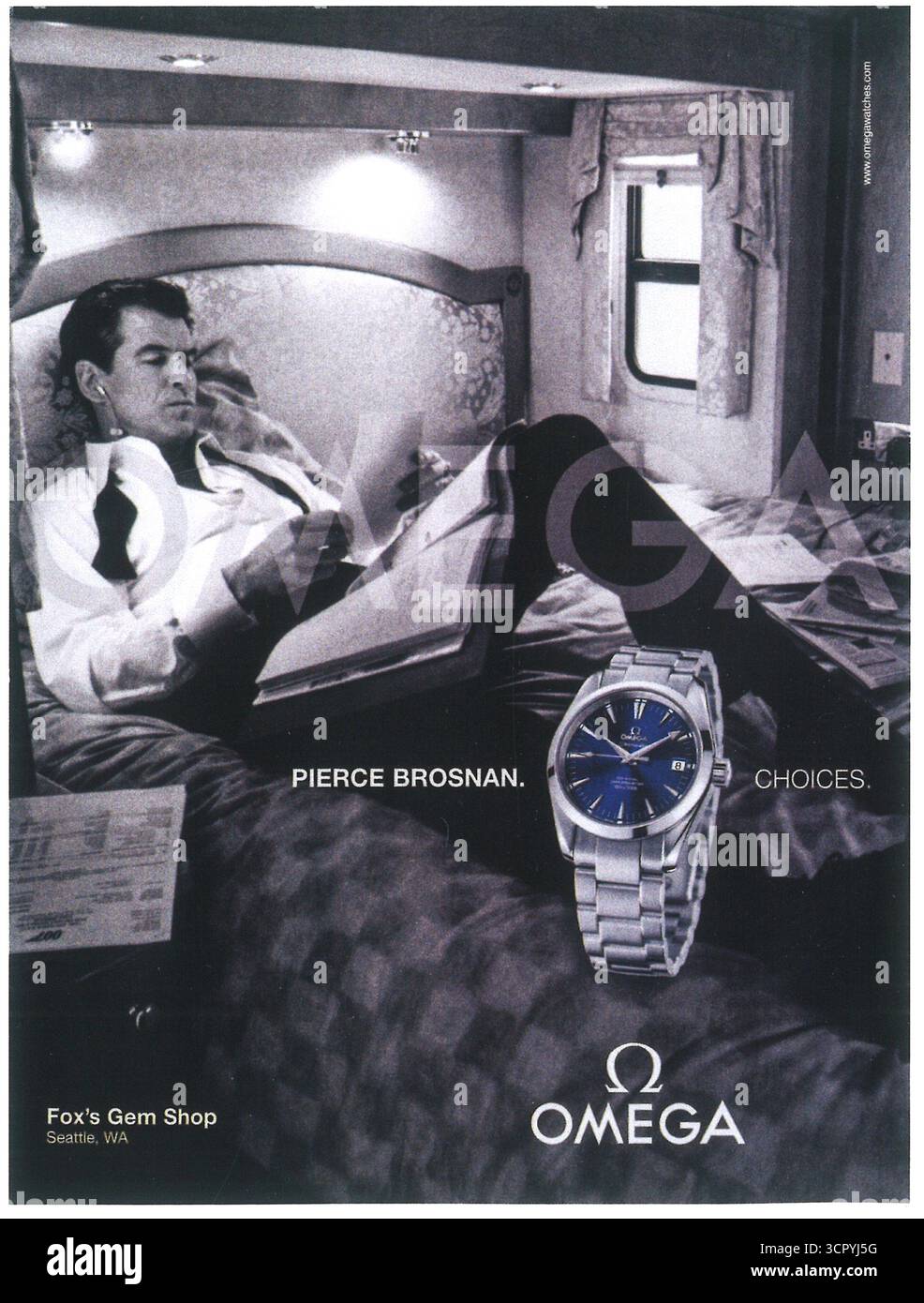 2004 Omega Seamaster 300 watch ad, Pierce Brosnan Choices Stock Photo