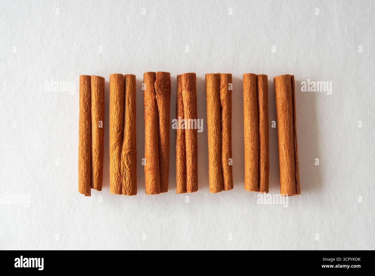 Cinnamon sticks on white background Stock Photo