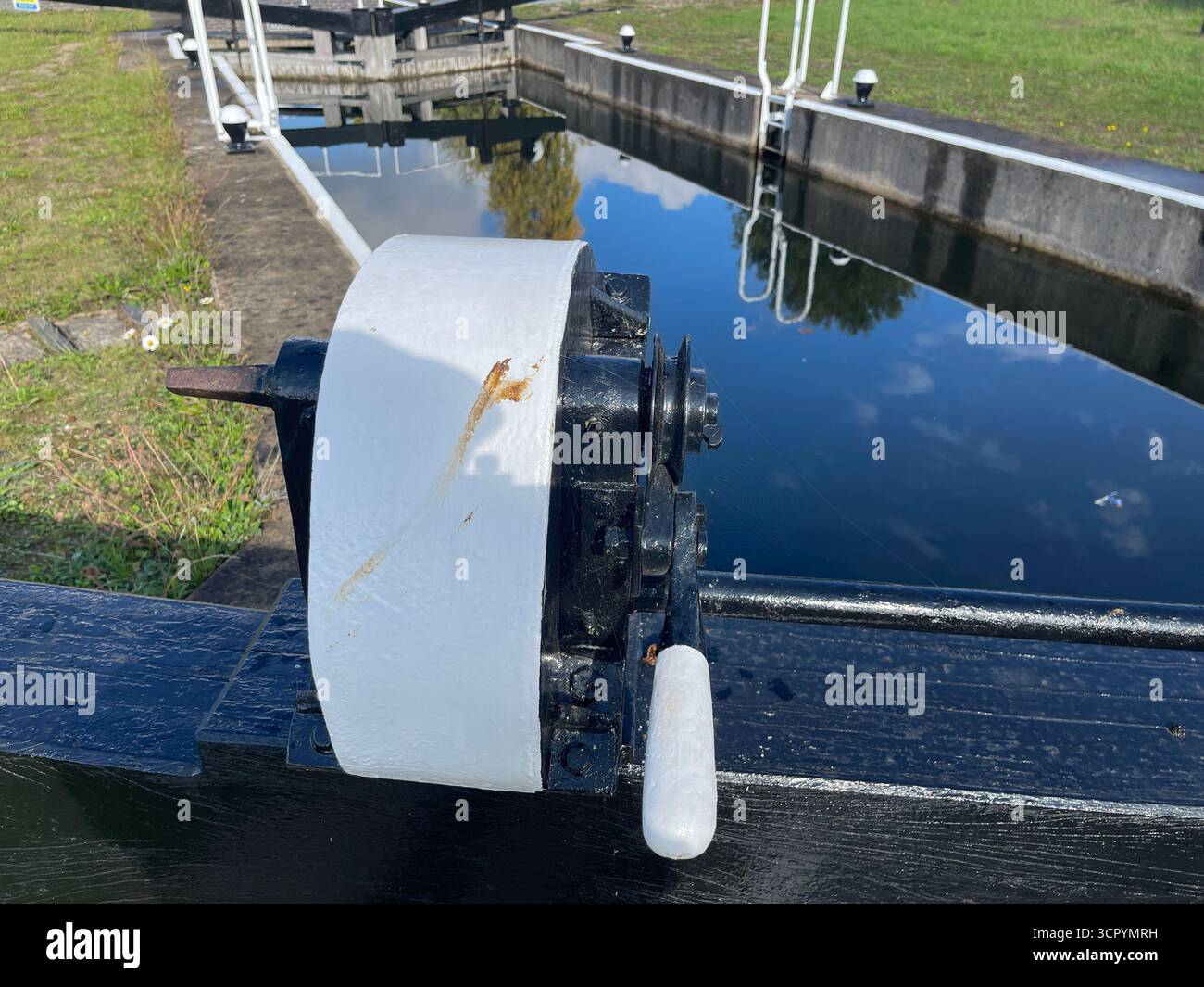 Ashby Canal Lock Gate and Moira Furnace ,Moira on borders of Derbyshire and Leicestershire.England.UK - Smartphone Captured Stock Image