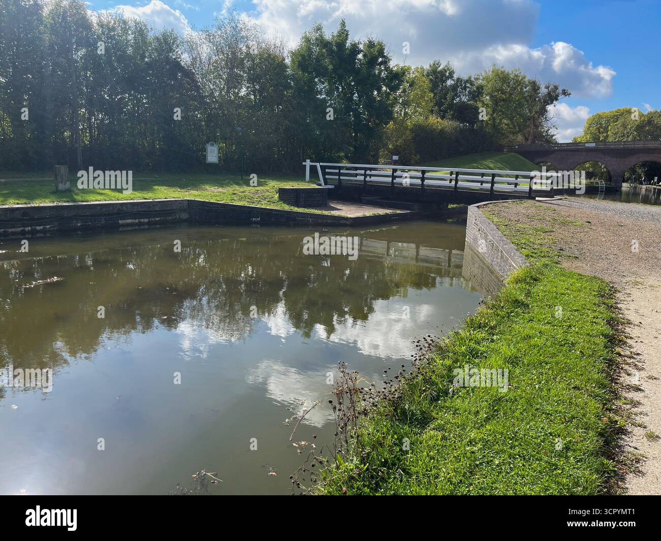 Ashby Canal Lock Gate and Moira Furnace ,Moira on borders of Derbyshire and Leicestershire.England.UK - Smartphone Captured Stock Image