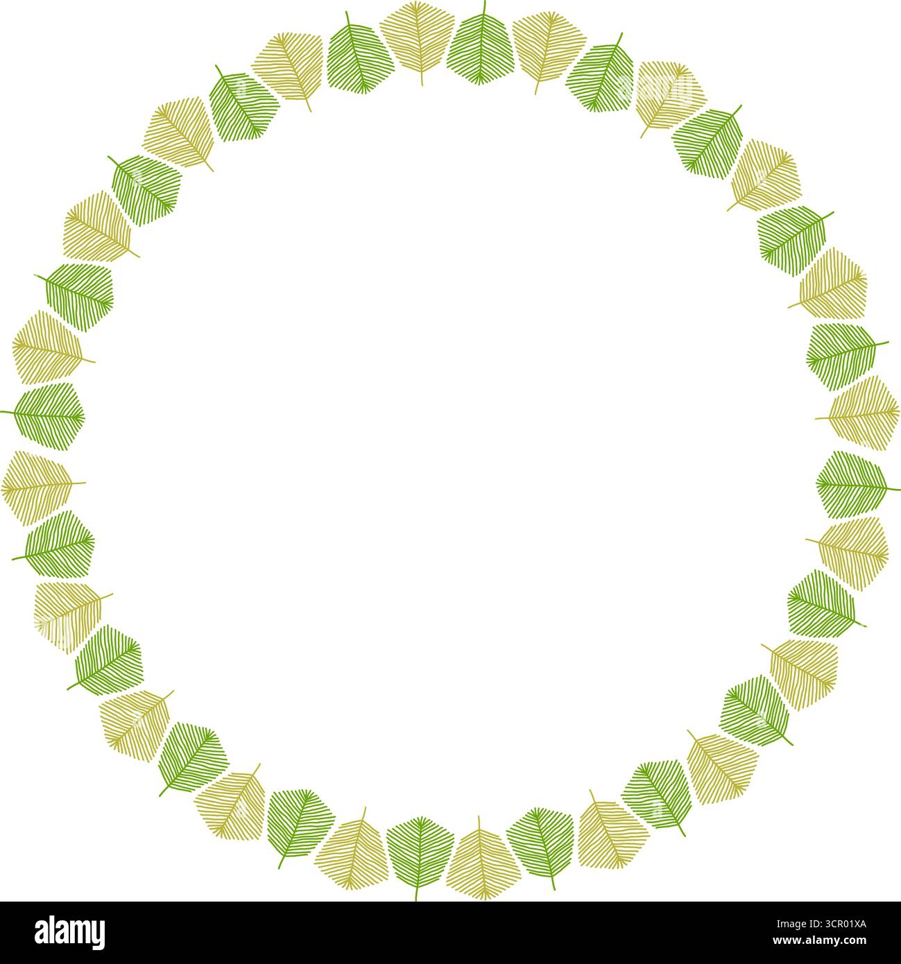 Frame with leaf elements decoration. Easter template. Baby shower design Stock Vector