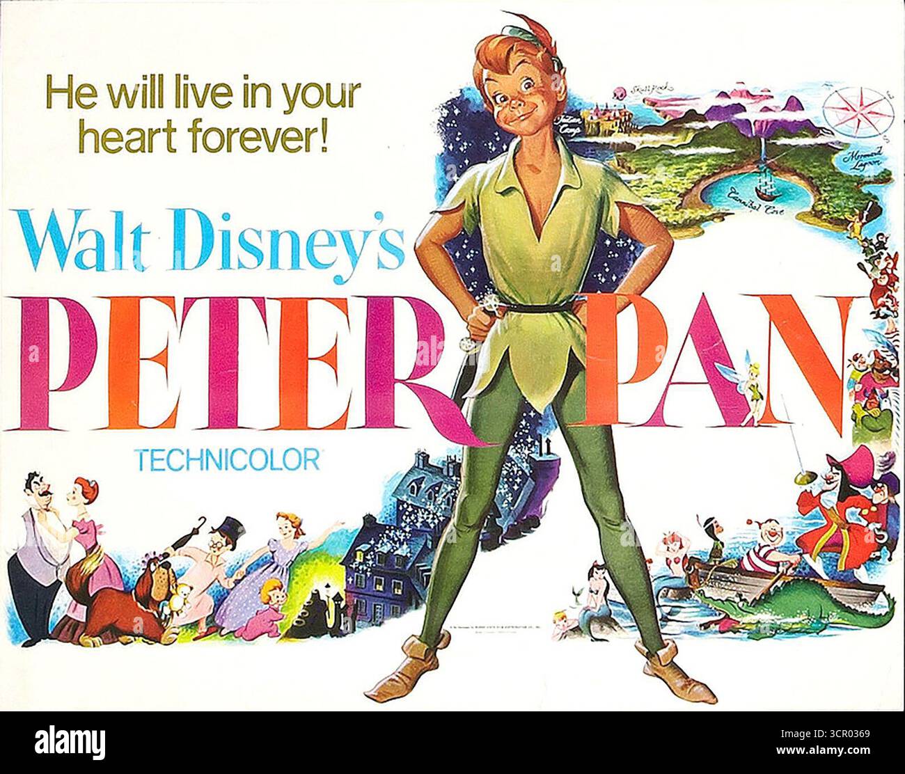 Film poster peter pan 1953 hi-res stock photography and images - Alamy, image size:1300x1112