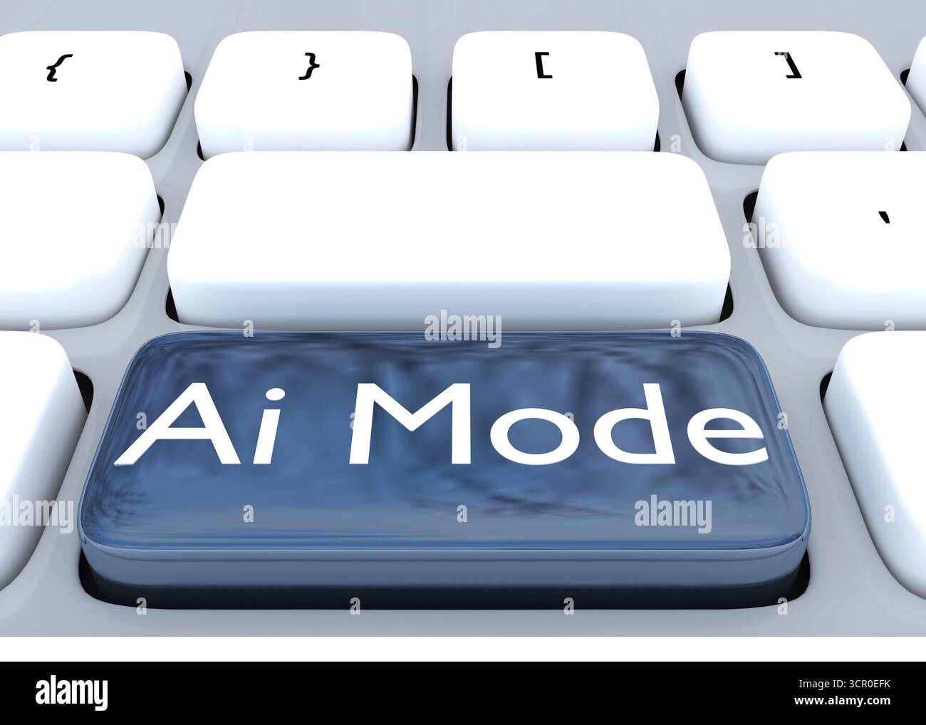 3D illustration of computer keyboard with the script Ai Mode Stock Photo