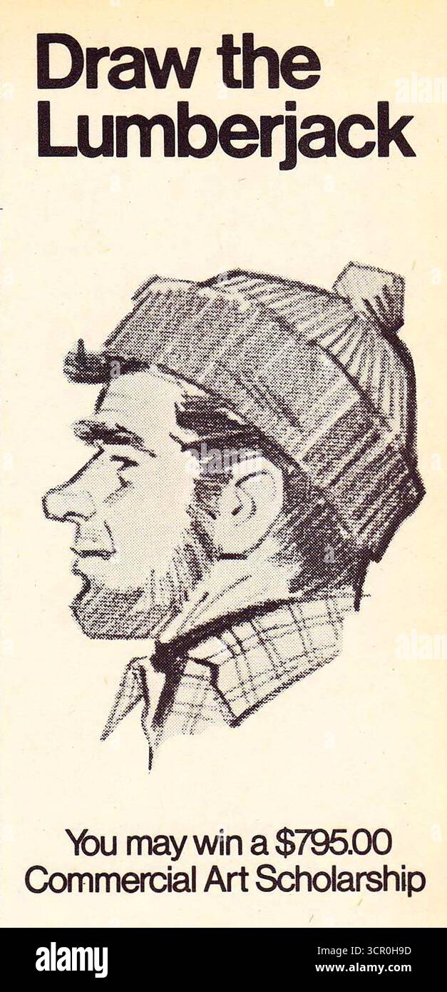 1969 Draw the Lumberjack contest,  Art Instruction Schools  ad Stock Photo