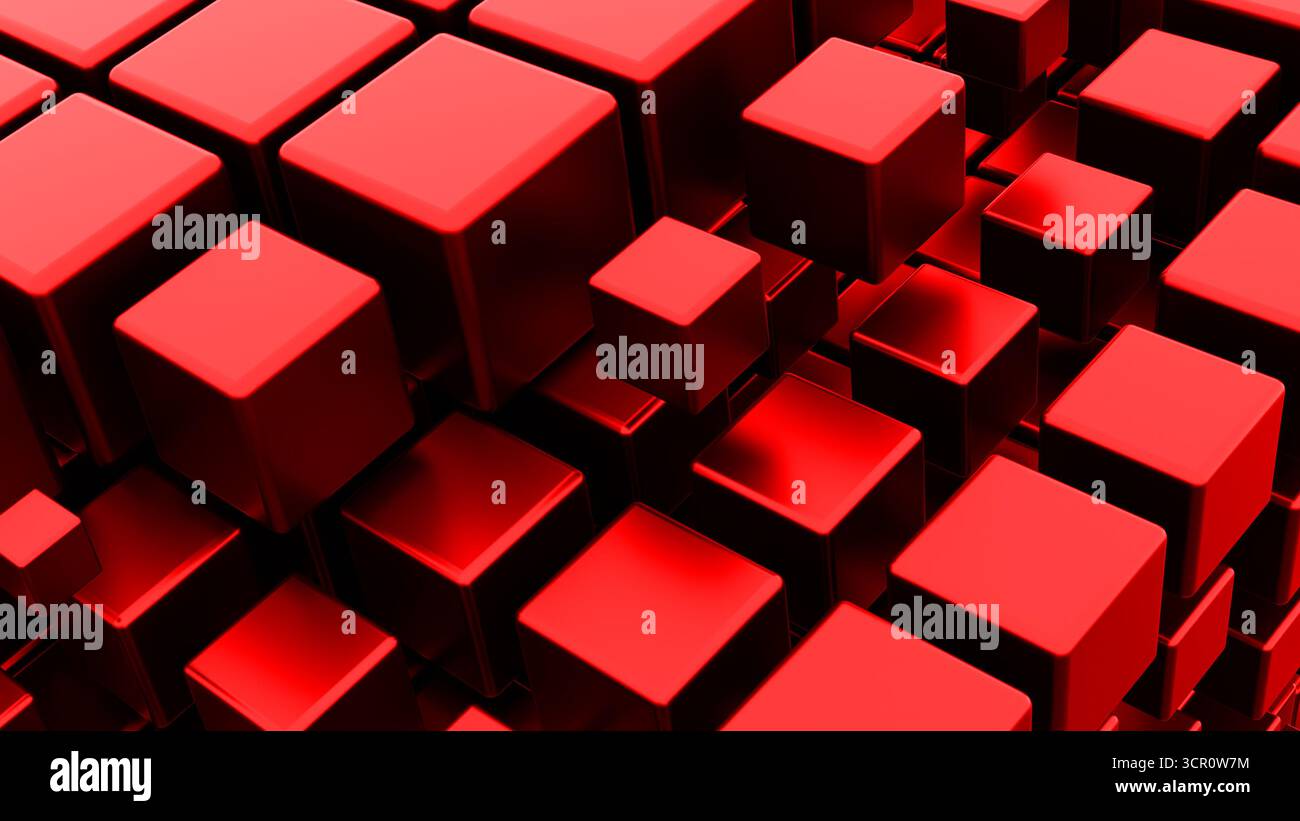 Colorful red cubes create an engaging visual display with depth and ...