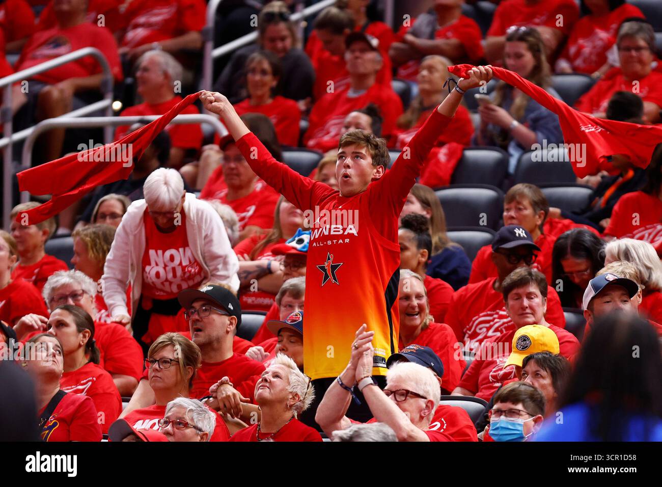 INDIANAPOLIS, IN - SEPTEMBER 28: Indiana Fever fans cheer on their team ...