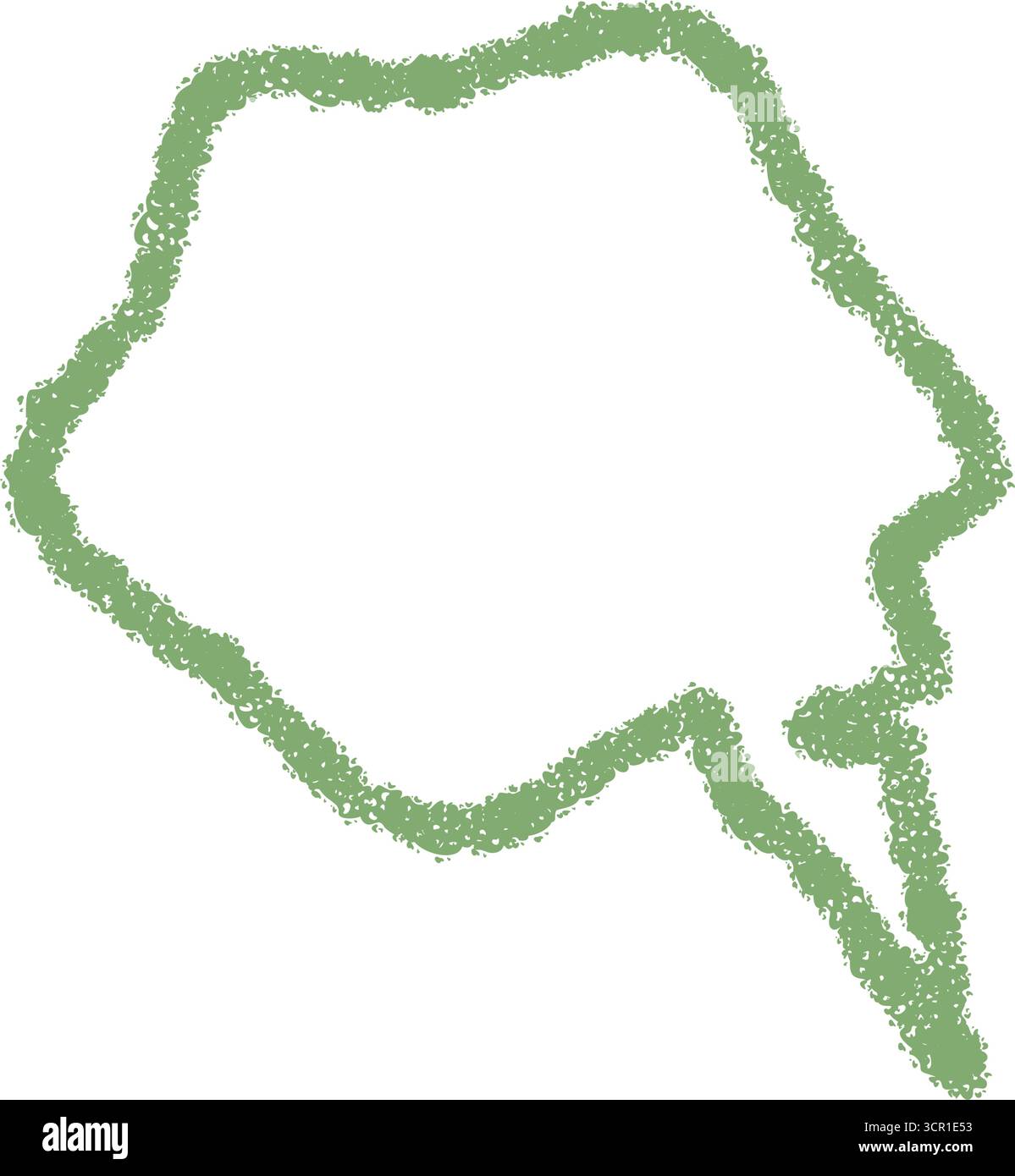 Wavy Green Crayon Speech Bubble Outline Stock Vector