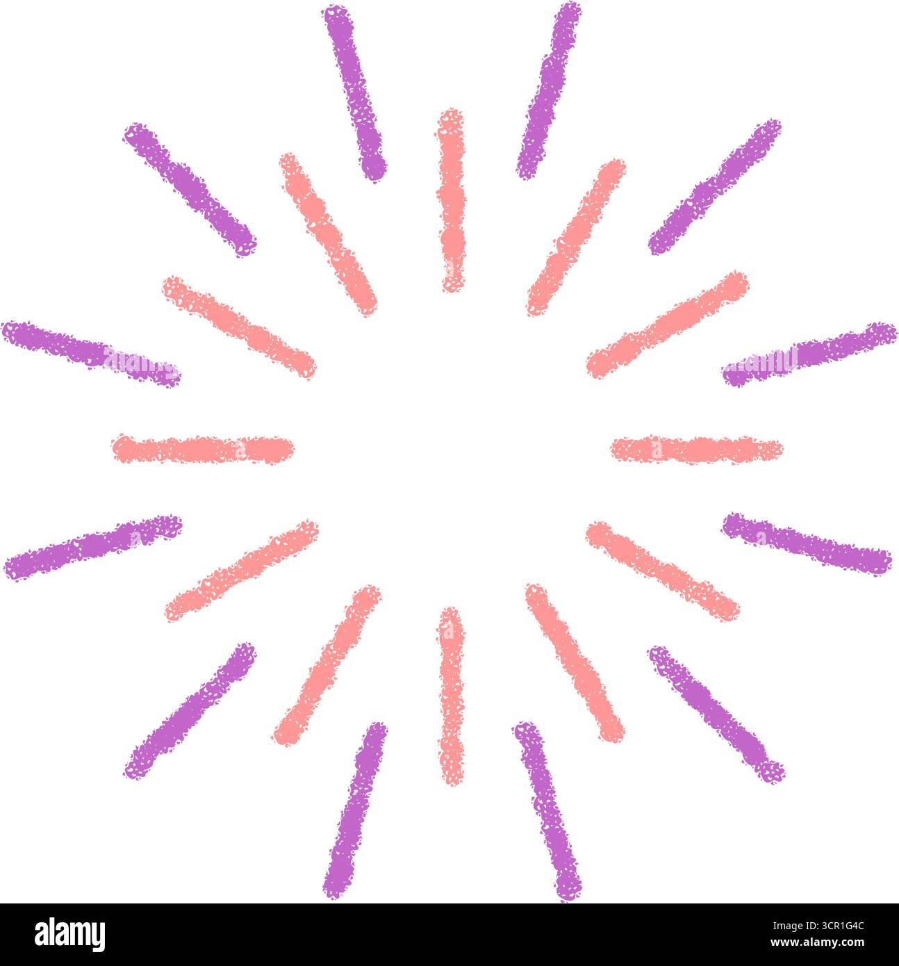 Crayon Firework Burst Round Pattern Stock Vector