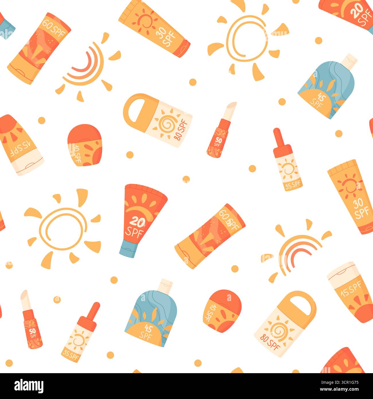 Flat Sunscreen Bottle Seamless Pattern Background Stock Vector