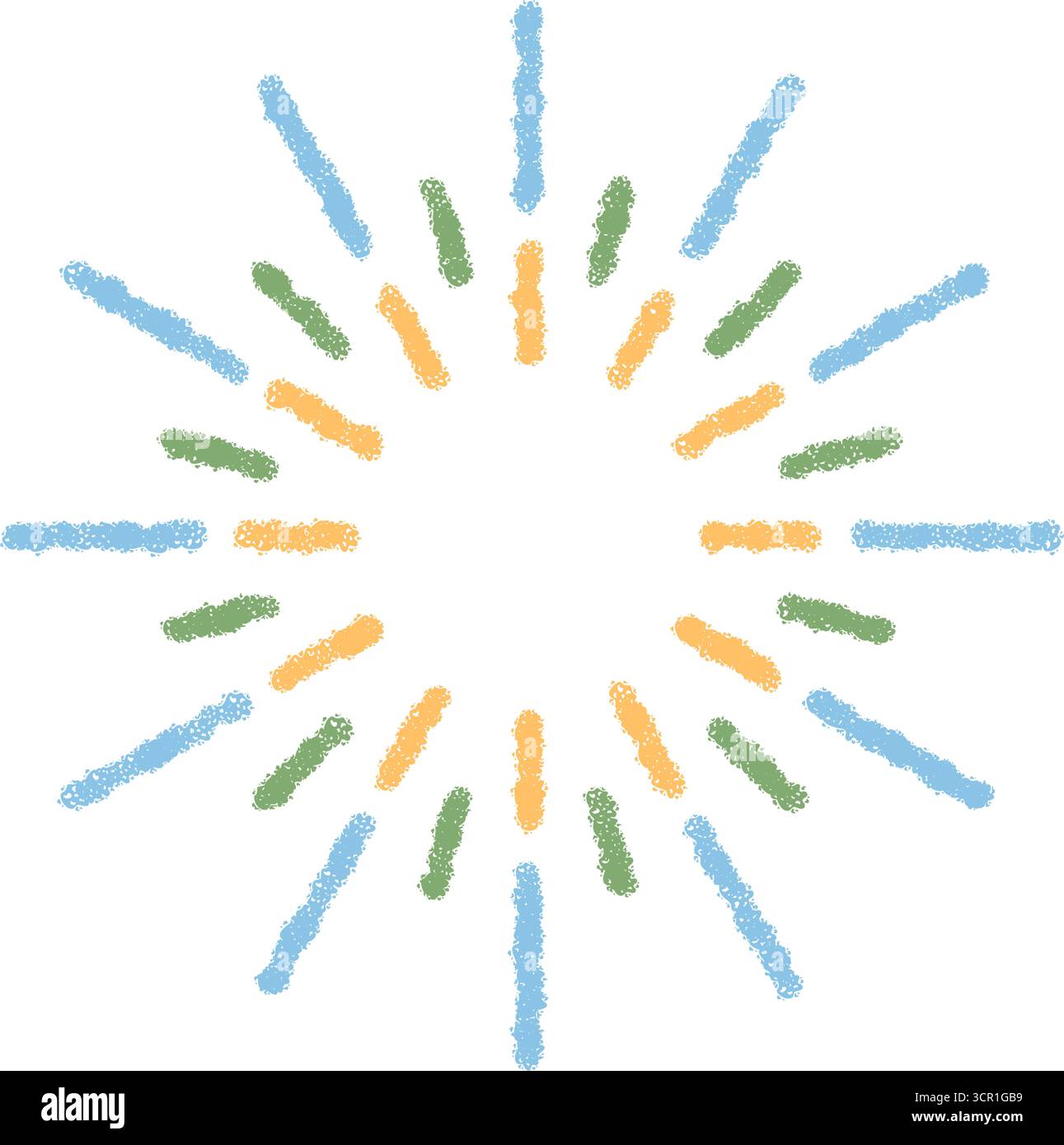 Chalk Firework Burst Festive Pattern Round Stock Vector
