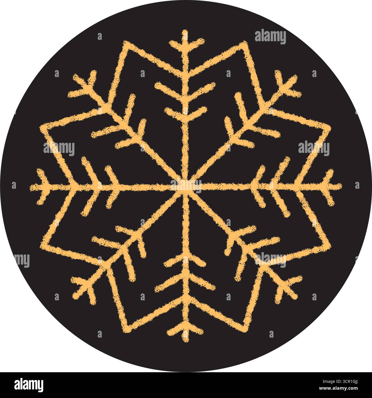 Chalk Snowflake Sticker Seal Circle Stock Vector