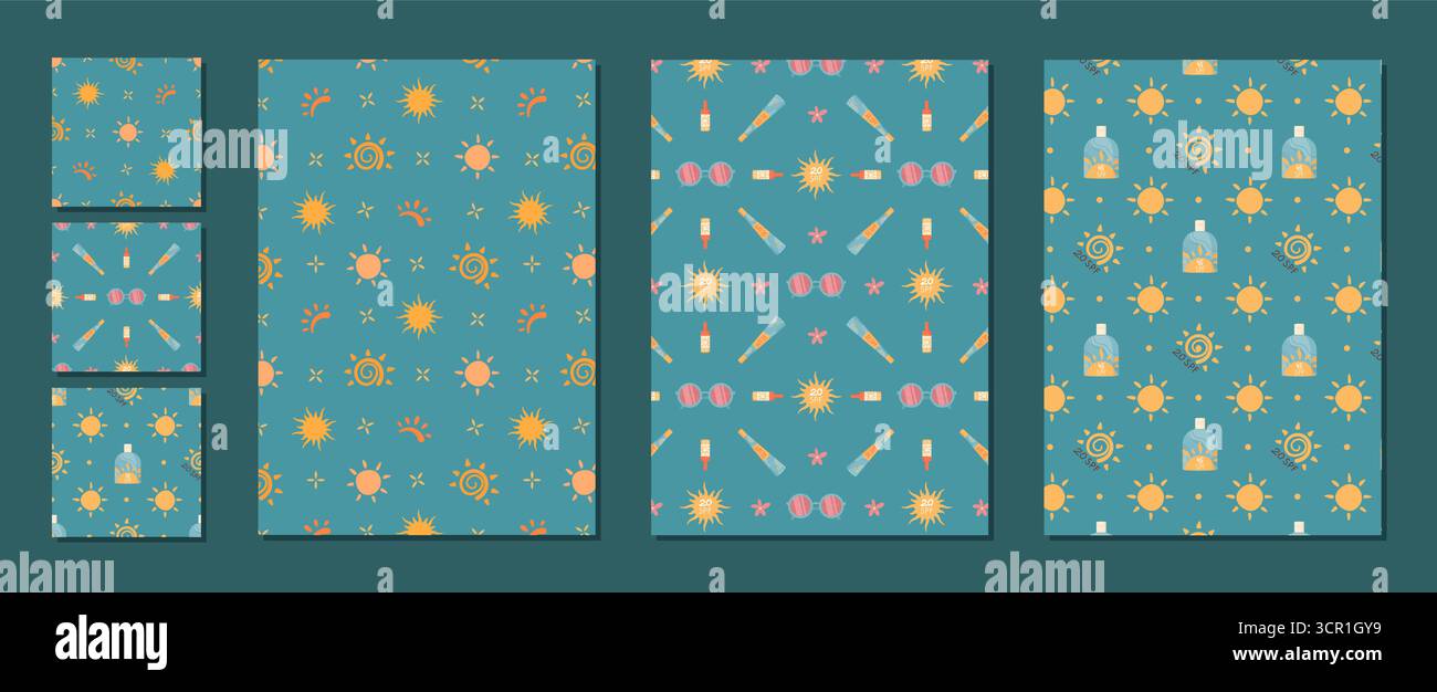 Flat Seamless Pattern With Sunscreen Bottle Stock Vector