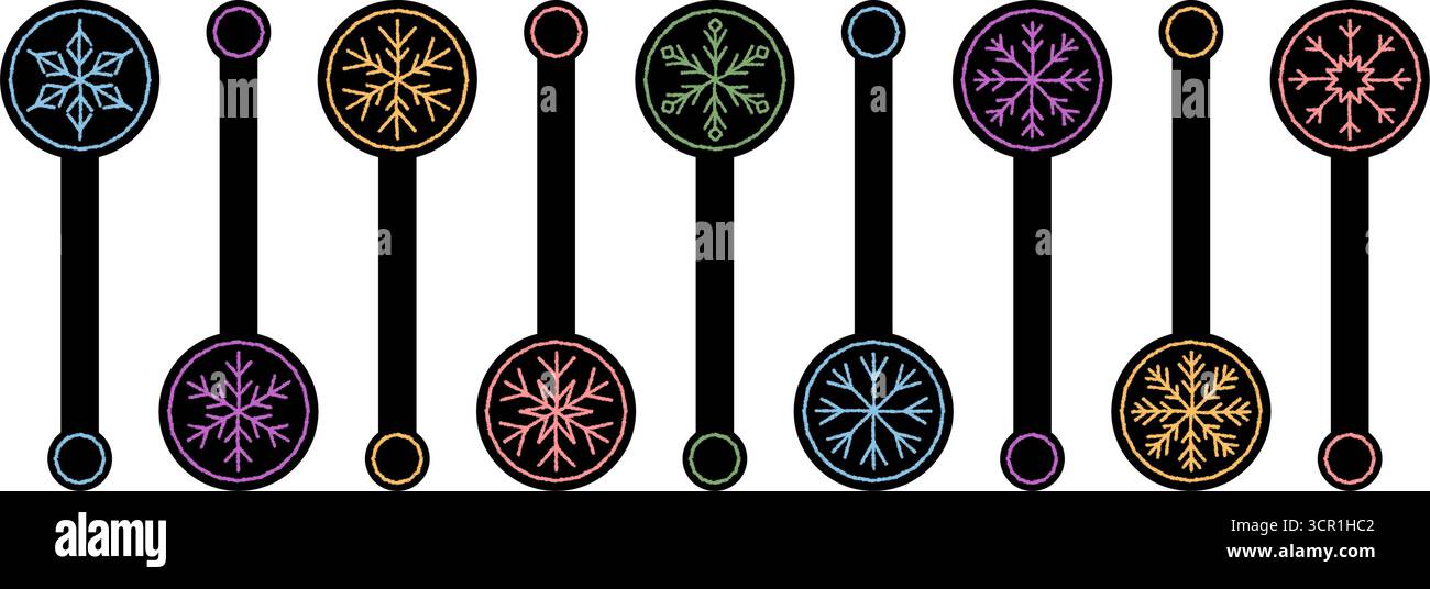 Chalk Snow Flake Sticker Label Set Stock Vector