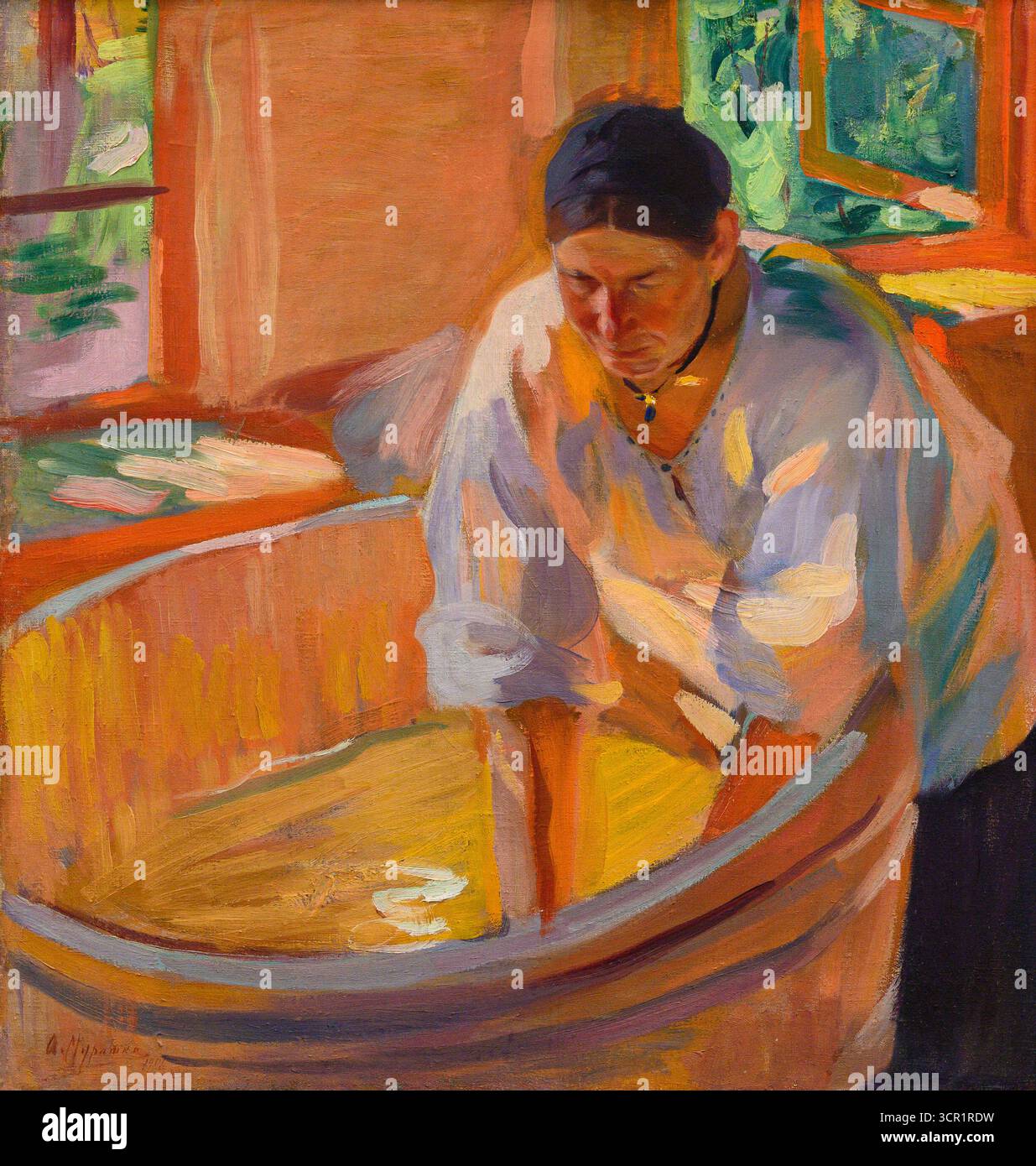 The Laundress (1914) by Oleksandr Murashko (1875 –  1919). National Art Museum of Ukraine, Kyiv. Stock Photo