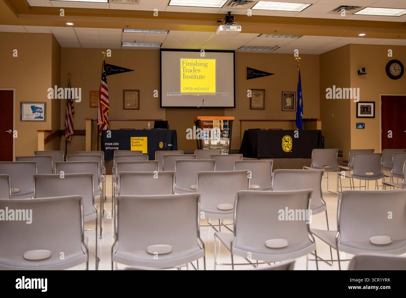 Little Canada, Minnesota. Graduation room at the Finishing Trades Academy which is a unique opportunity for high school students to gain hands-on expe Stock Photo
