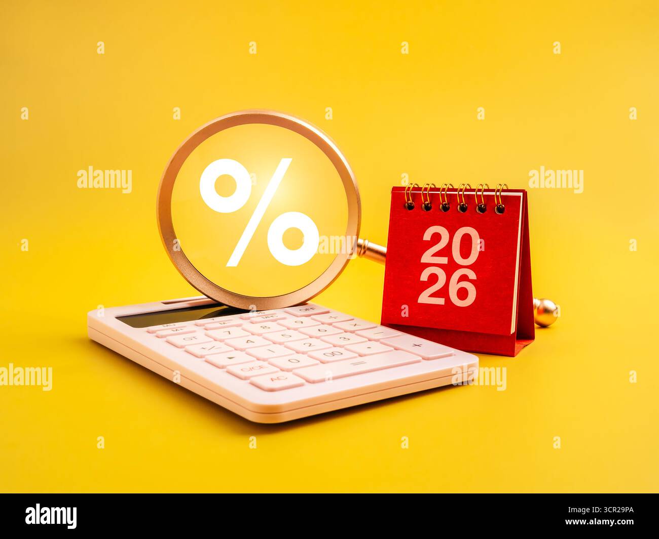 Tax calculation concept for 2026 with calculator, magnifying glass ...