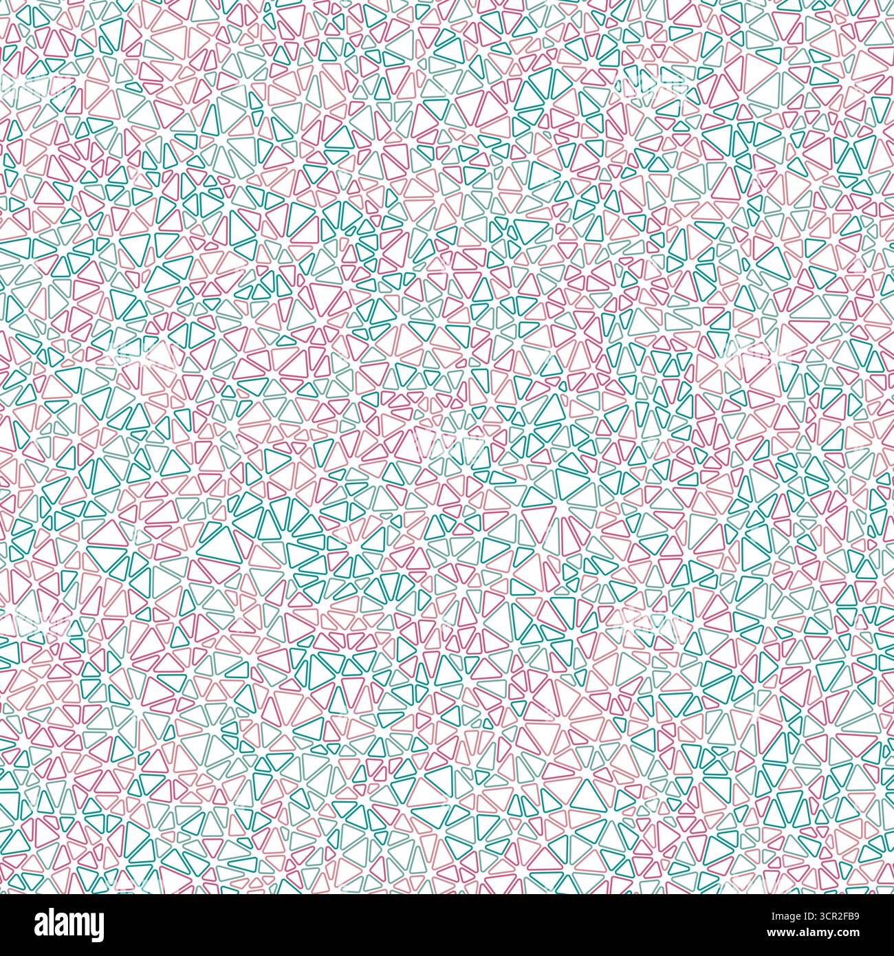 Minimal geometric background. Tiny triangles size. Multiple colors style. Rounded triangles outlined. Repeatable pattern. Aqua Harmony Blend. Stock Vector