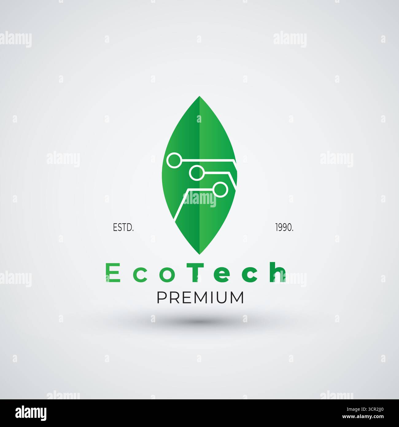 Basic leaf shape with circuit technology logo simple modern eco tech logo icon design Stock Vector