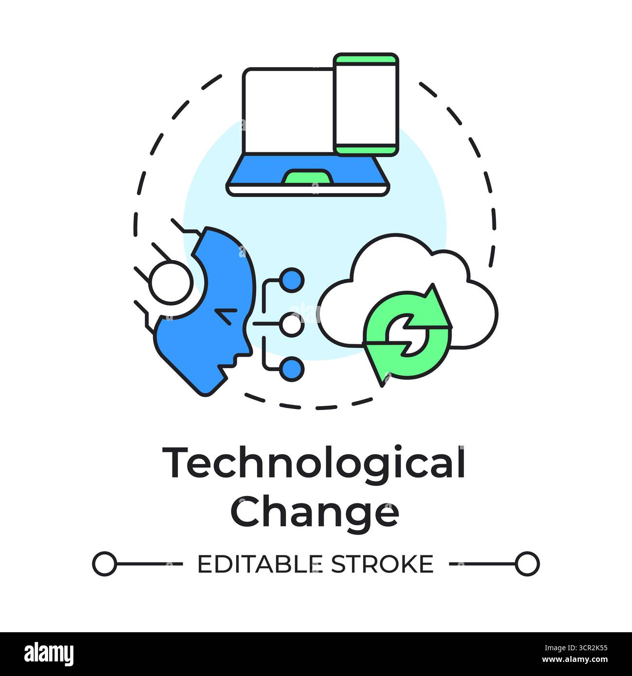 Technological change multi color concept icon Stock Vector