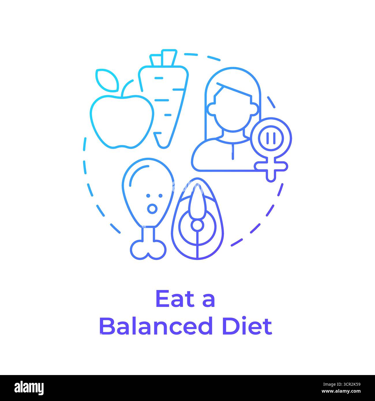 Eat balanced diet blue gradient concept icon Stock Vector