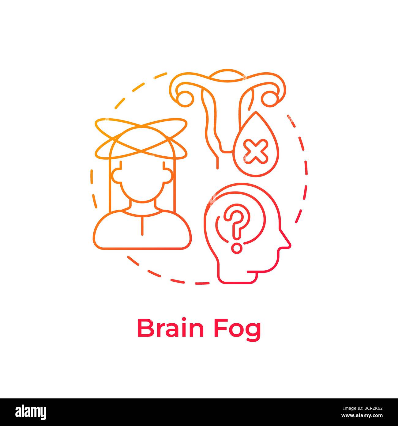 Brain fog red gradient concept icon Stock Vector