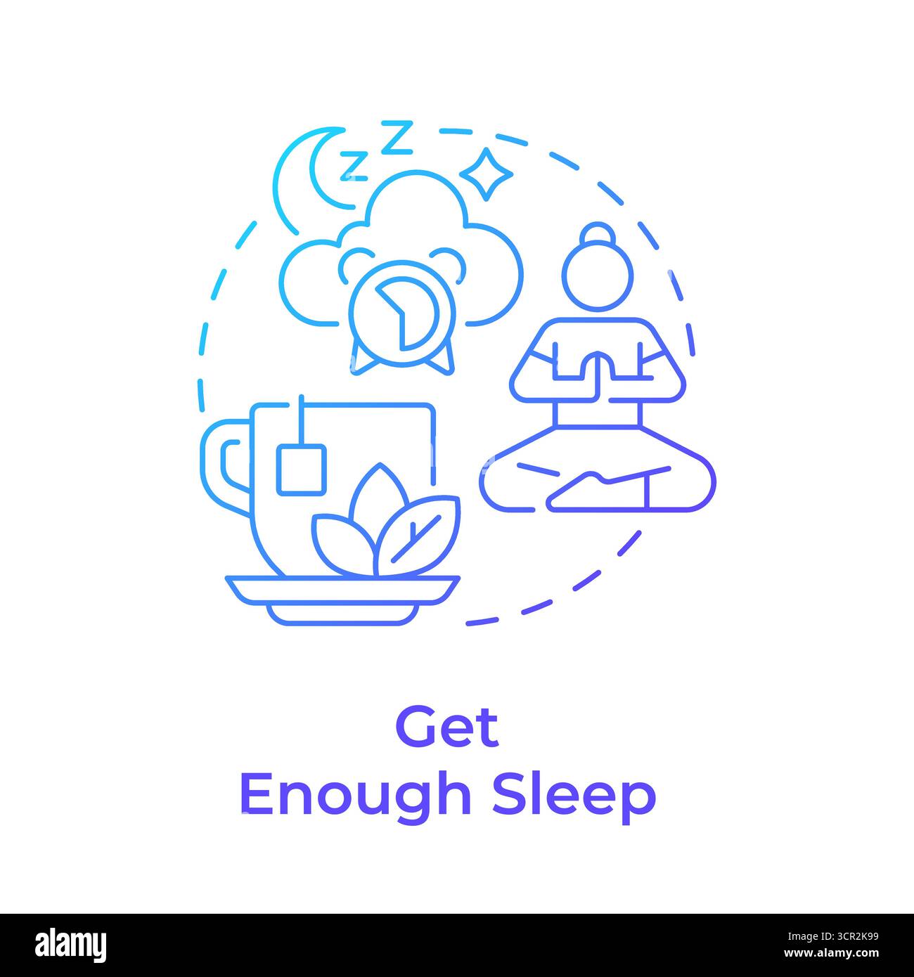 Get enough sleep blue gradient concept icon Stock Vector