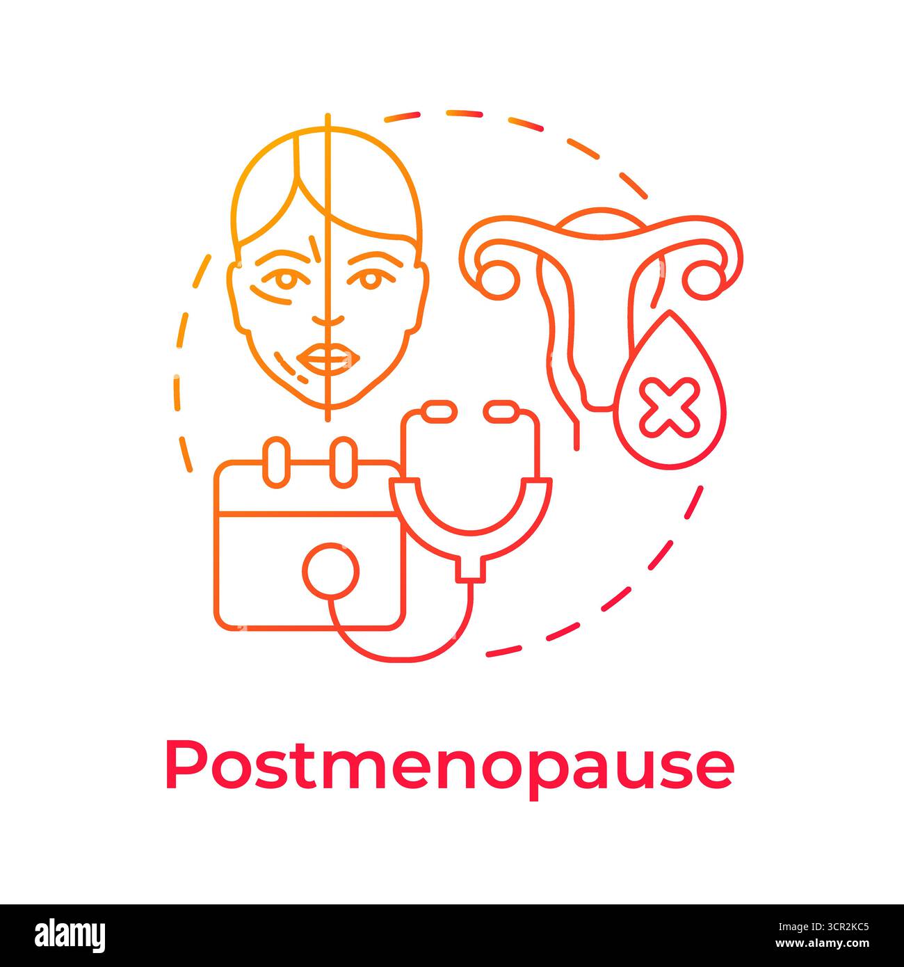 Postmenopause red gradient concept icon Stock Vector