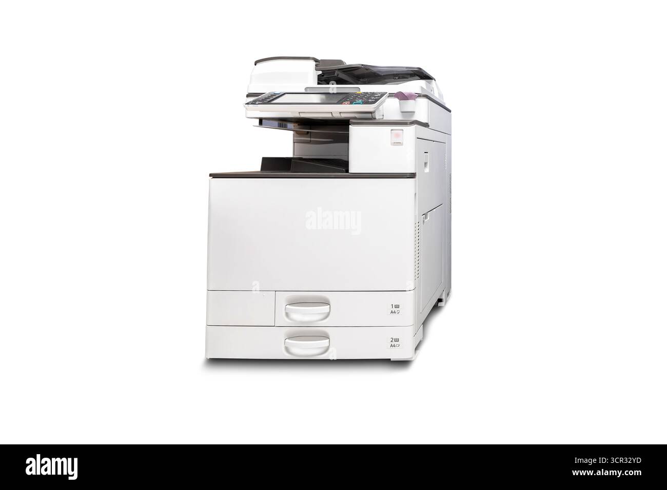 Isolated office multi function laser printer scanner on white background. Stock Photo