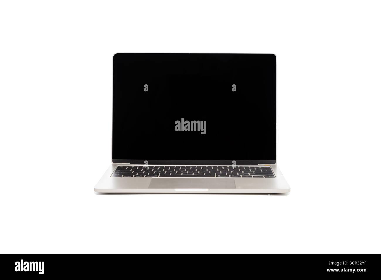 Isolated laptop with empty screen on white background. Stock Photo
