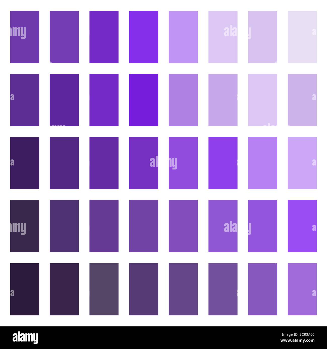Purple color palette grid. Violet tone squares. Geometric Vector pattern. Gradient shade element. EPS 10. Stock Vector
