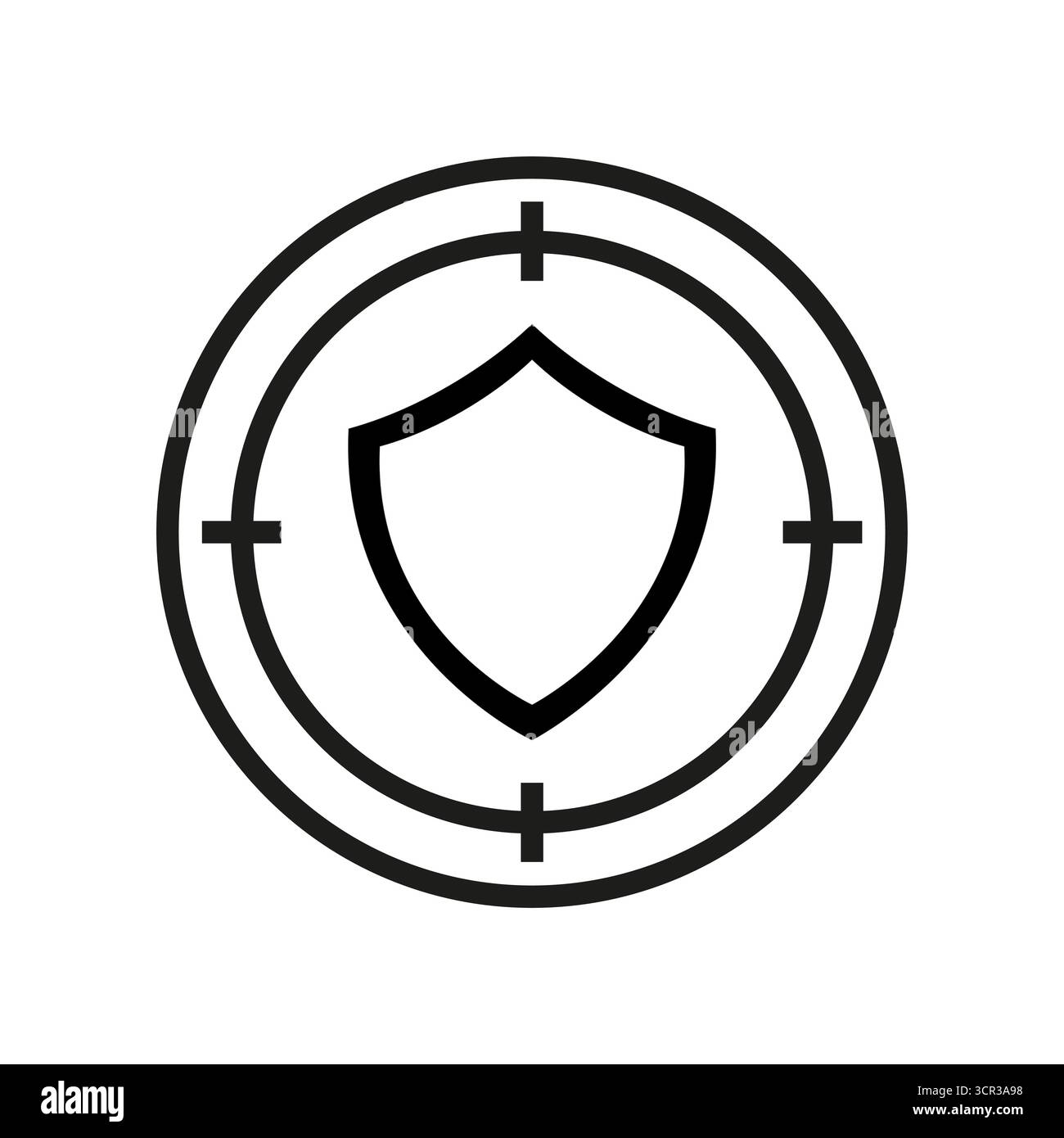 Target shield icon. Security protection symbol. Cybersecurity focus ...