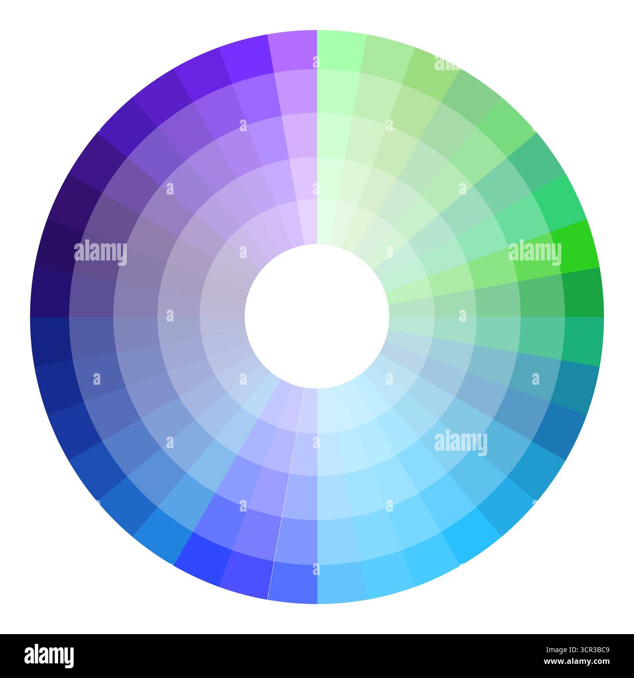 Cool color wheel illustration. Blue green spectrum. Circular chroma ...