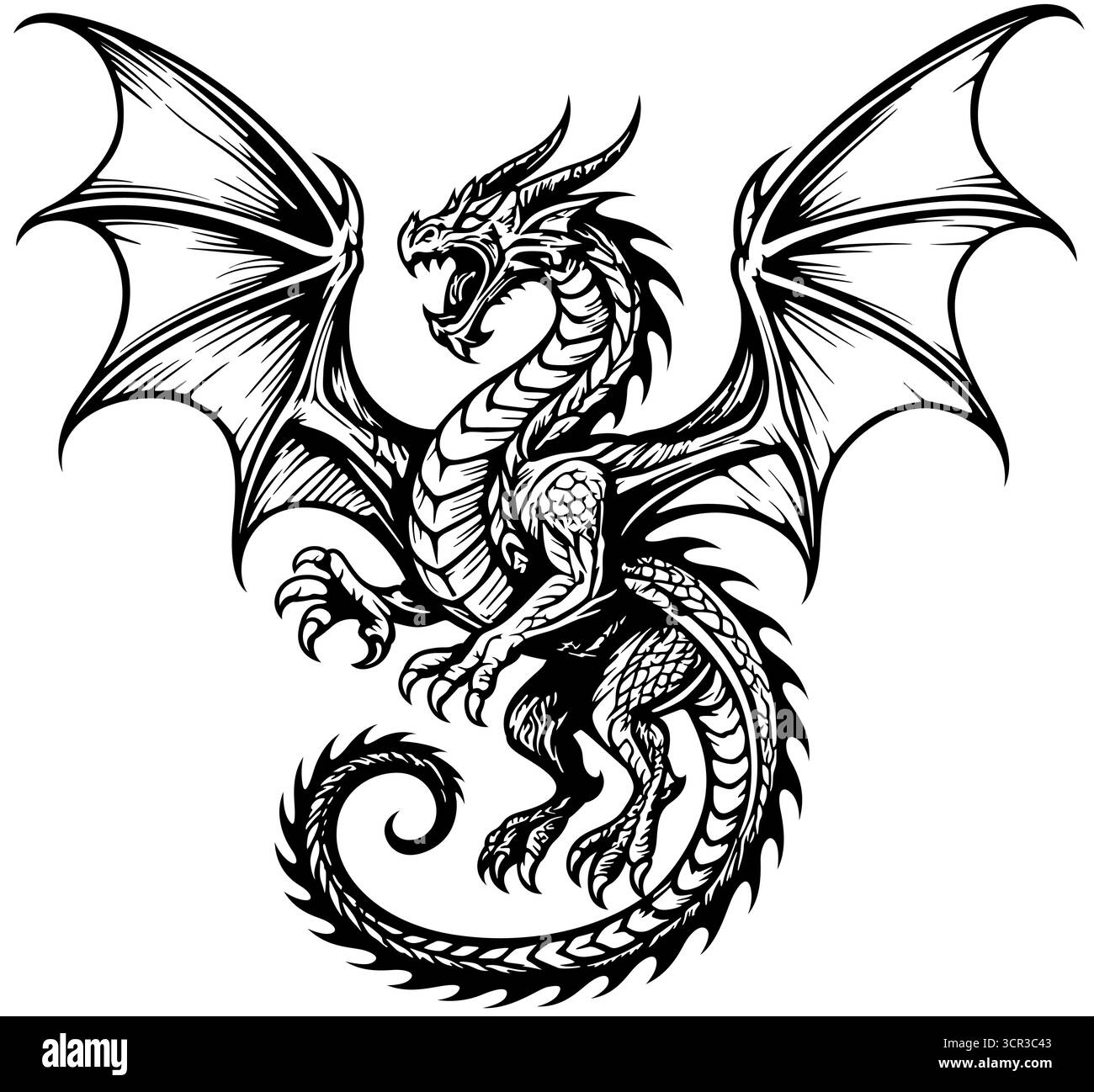Dragon tattoo Black and White Stock Photos \u0026 Images - Alamy, image size:1300x1298