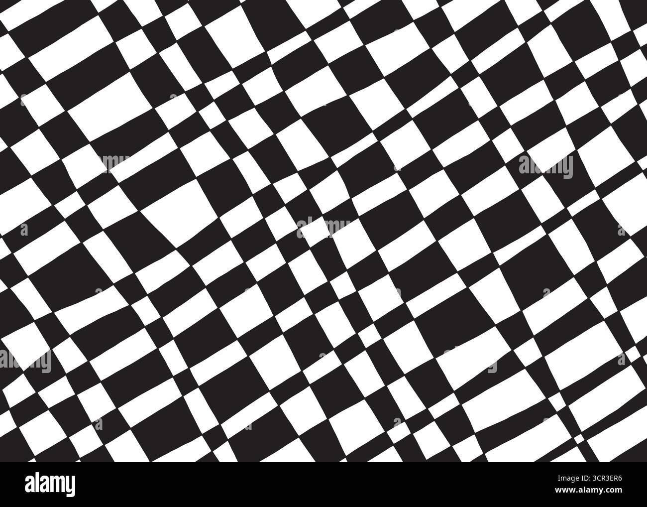 Abstract distorted checker board art pattern background. Vector illustration art backdrop Stock Vector
