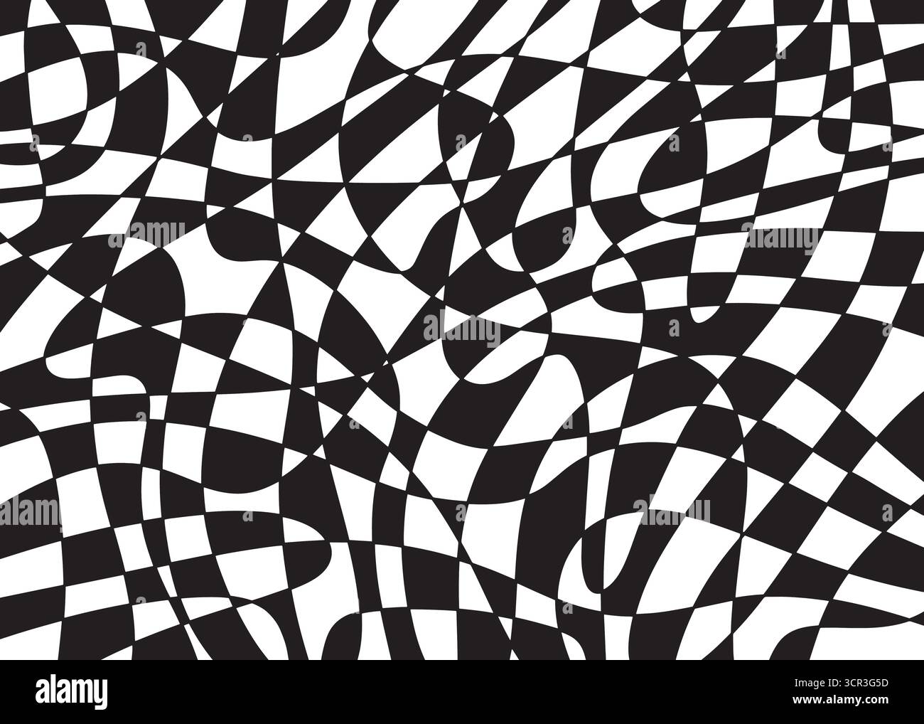 Abstract distorted checker board art pattern background. Vector illustration art backdrop Stock Vector