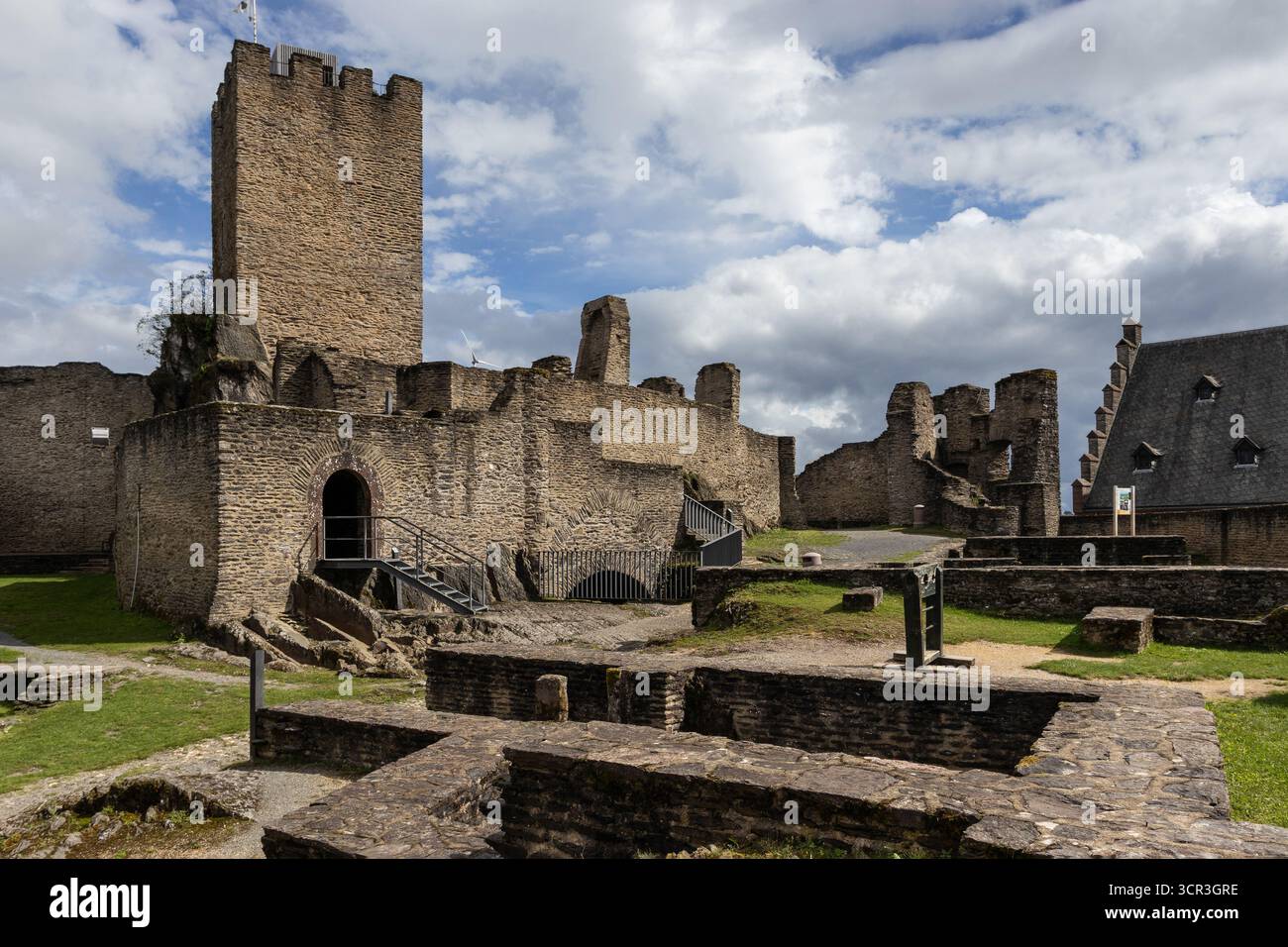 BOURSCHEID, LUXEMBOURG, 13 SEPTEMBER 2025: The beautiful ruins of Chateau Bourscheid in the Diekirch province of Luxembourg. The castle is a tourist a - Stock Image