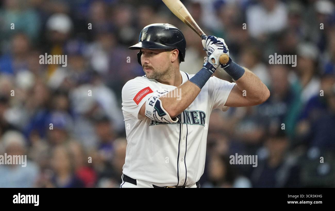 Seattle Mariners' Cal Raleigh stands at bat during a baseball game ...