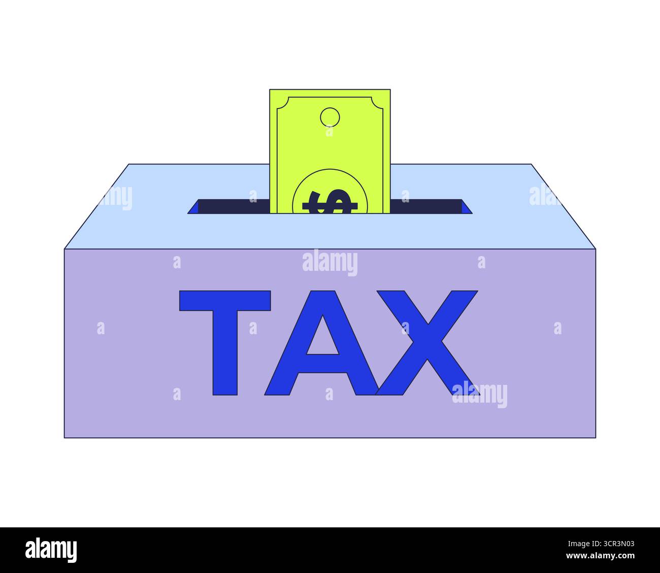 Dollar bill inserted into tax payment box 2D cartoon object Stock Vector