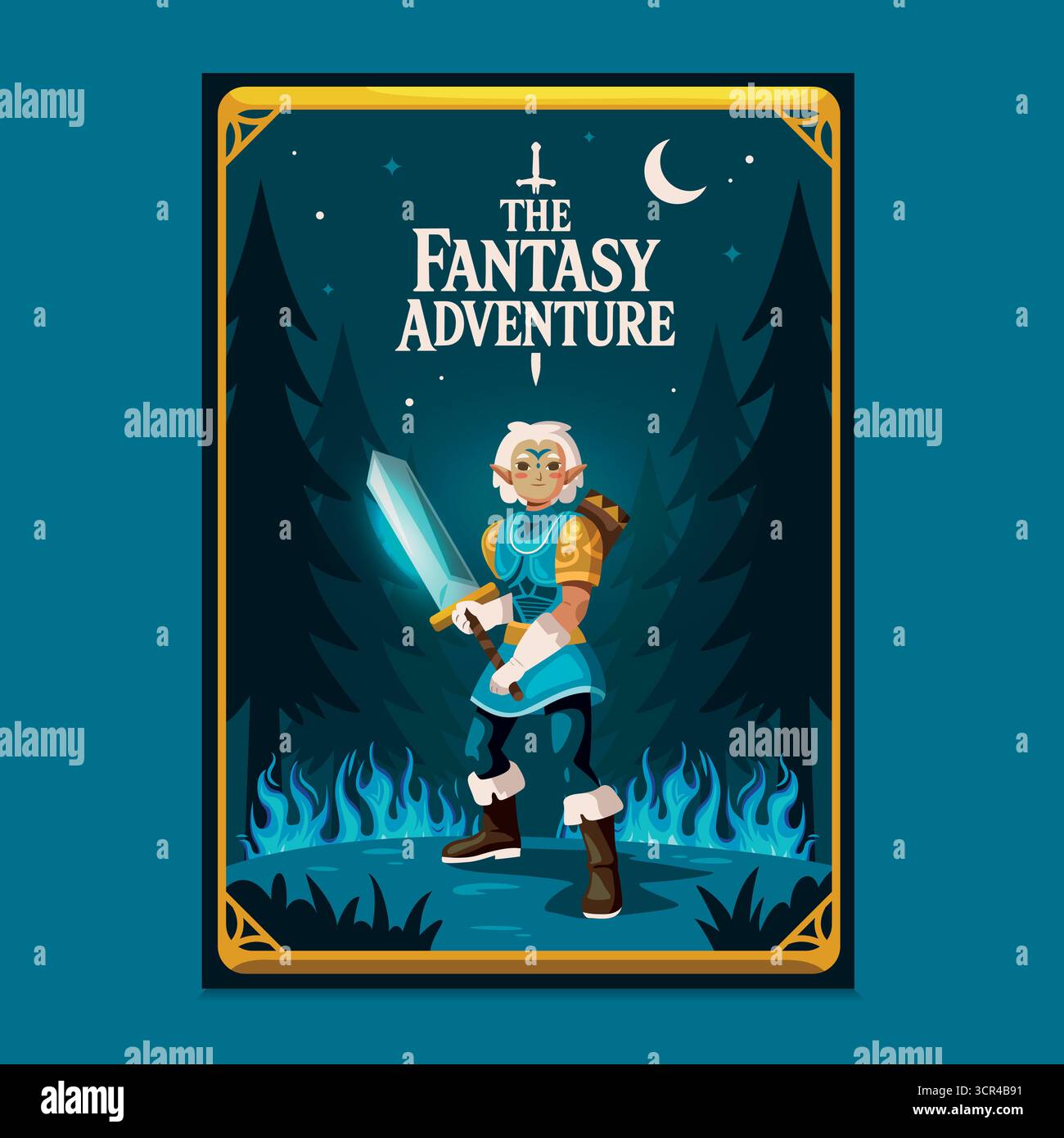 Pixelated Fantasy RPG Adventure Poster Featuring Hero Warrior with ...