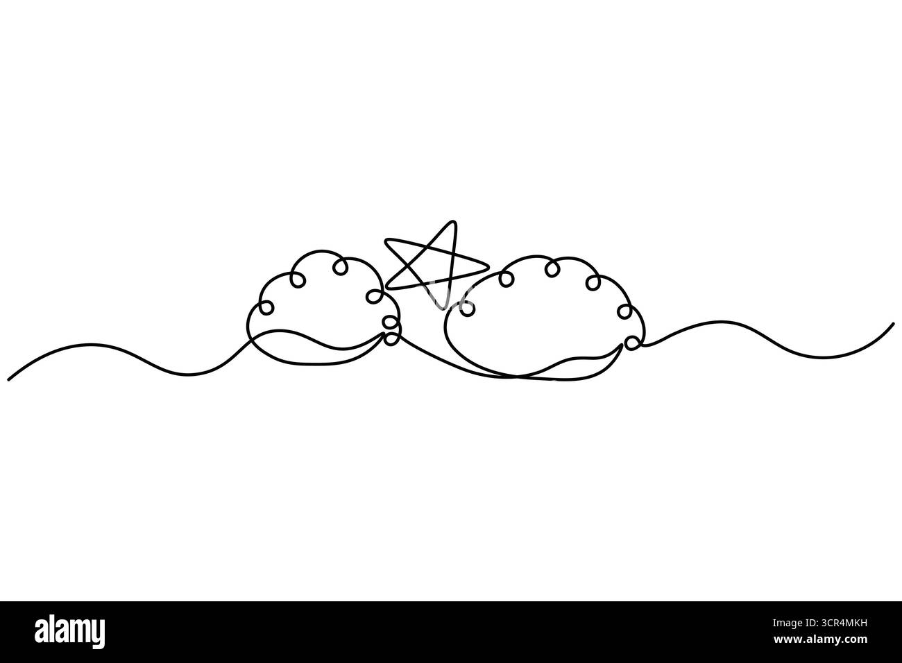 Star icon continuous one line drawing minimalist style isolate outline ...
