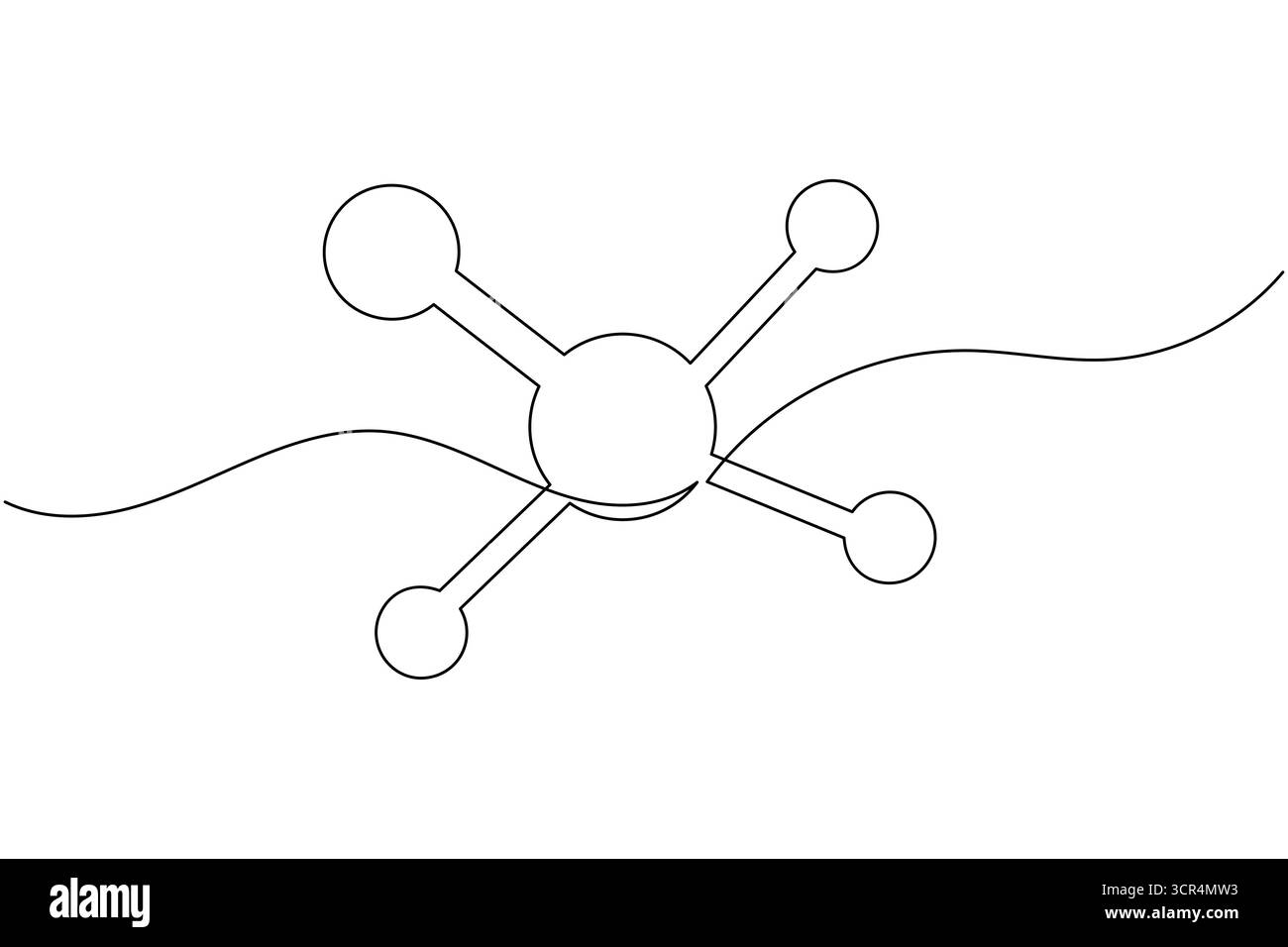 Molecule structure continuous one line drawing chemistry science vector illustration Stock Vector