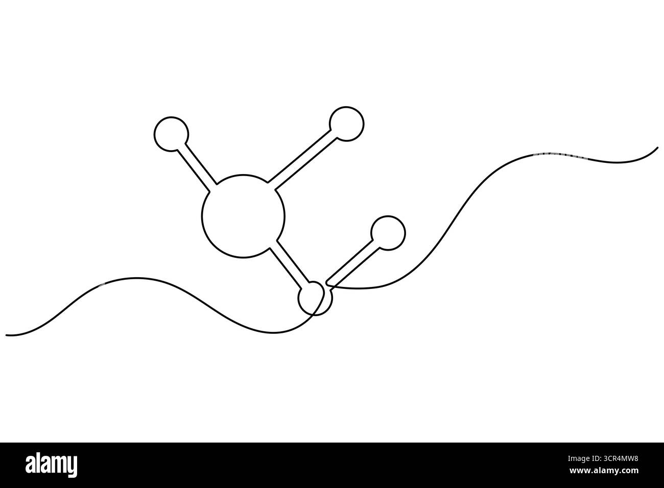 Molecule structure continuous one line drawing chemistry science vector ...