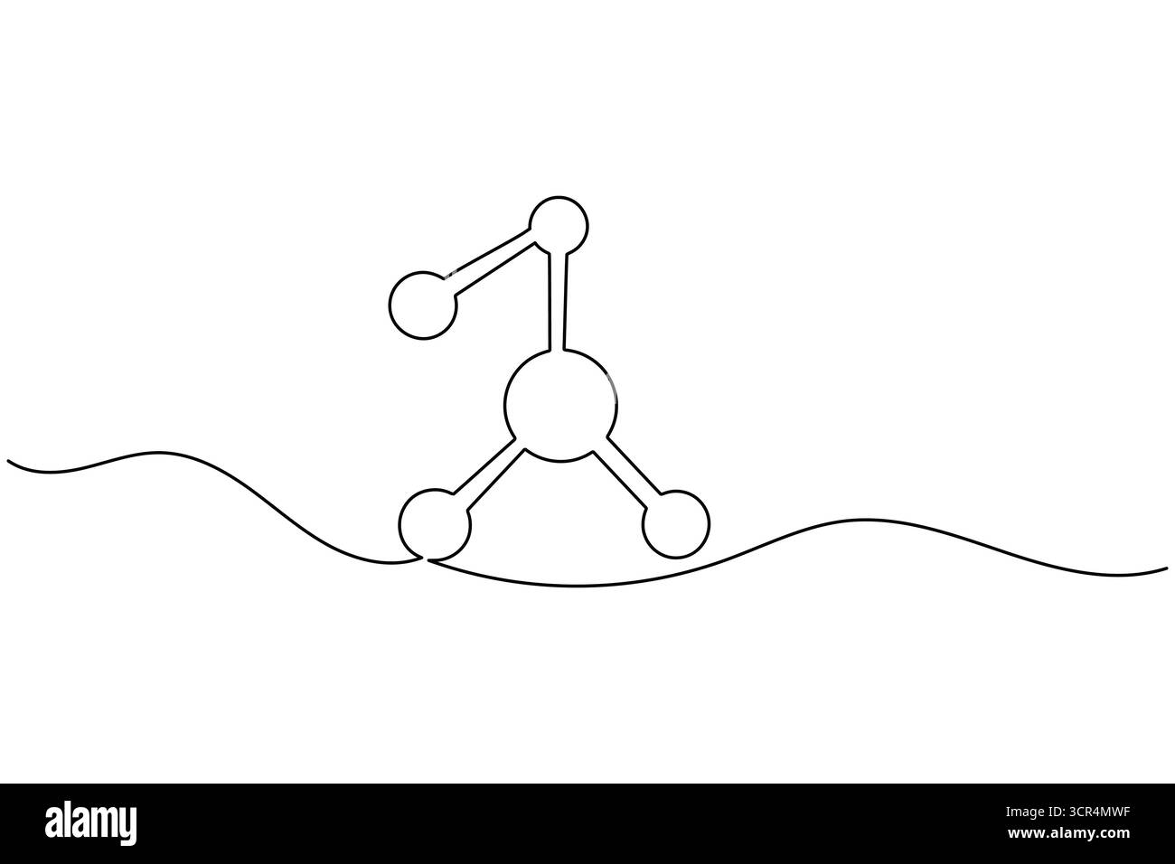 Molecule structure continuous one line drawing chemistry science vector illustration Stock Vector