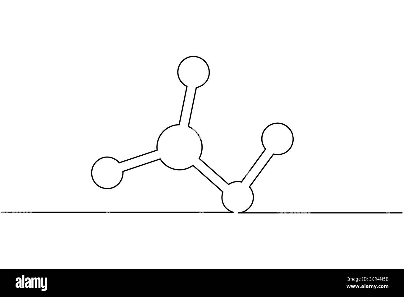 Molecule structure continuous one line drawing chemistry science vector illustration Stock Vector