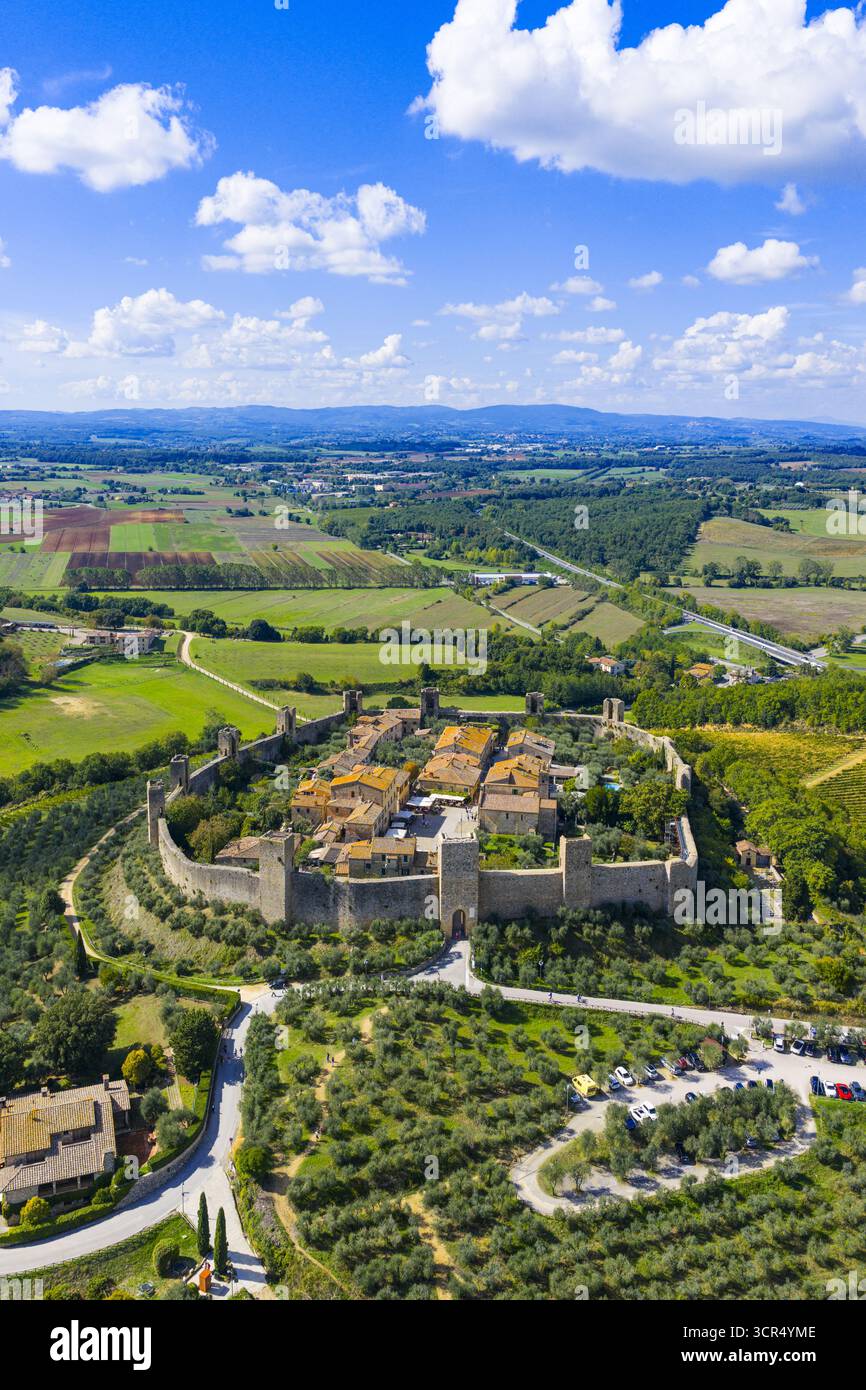 Aerial View Of The Medieval Walls Of Monteriggioni Encircling The 