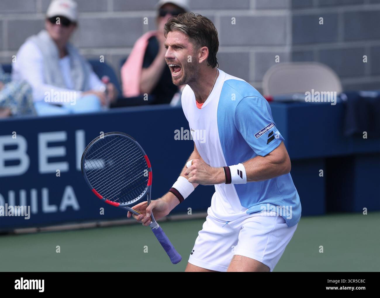 British tennis player Cameron Norrie (GBR) celebrates at the US Open ...