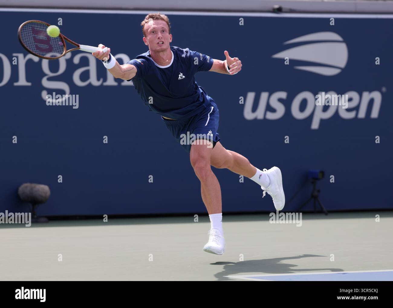 Czech tennis player Jiri Lehecka (CZE)  in action at  the US Open Championships 2025, USTA Billie Jean King National Tennis Center, Flushing Meadows, Stock Photo