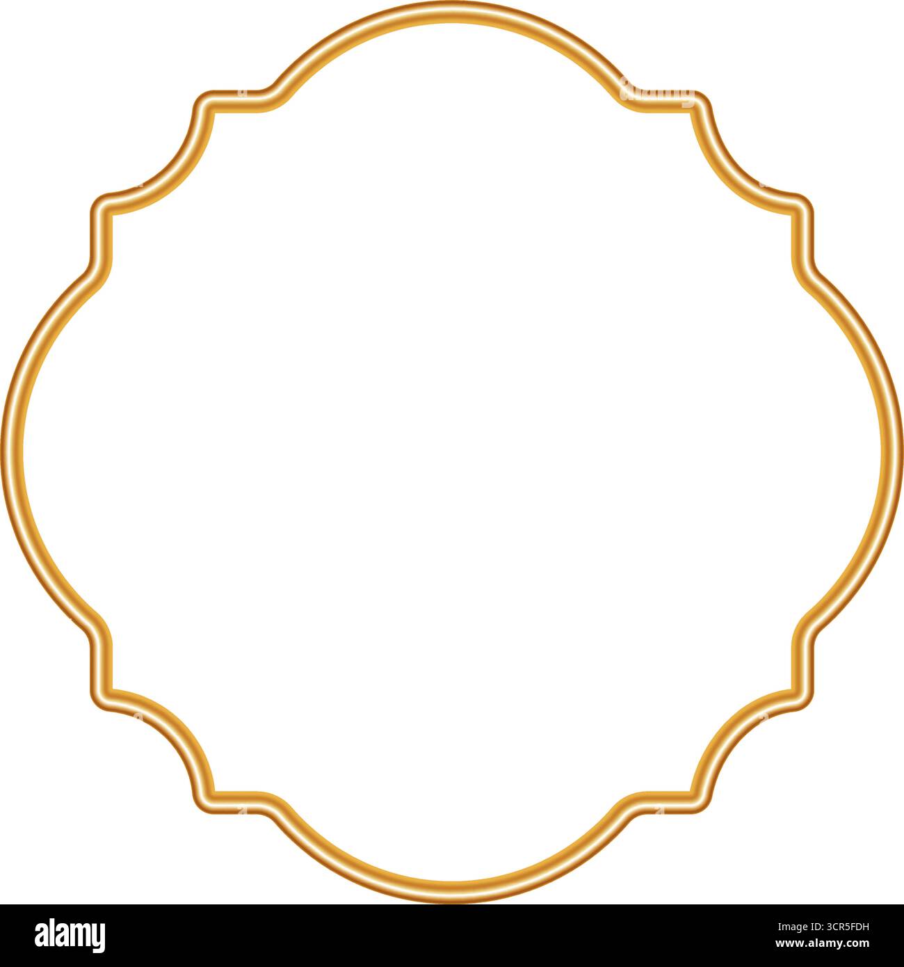 Golden vignette 3d border. Geometric shiny ornamental frame with ornate ...
